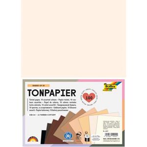 Folia 6497 Coloured Paper Shades of US, DIN A4, Pad with 130 g/m² Coloured Drawing Paper, 100 Sheets in 10 Colours, for Crafts, Decorating and Decorating, Paper, Multicoloured Folia 6497 Coloured Paper Shades of US, DIN A4, Pad with 130 g/m² Coloured Drawing Paper, 100 Sheets in 10 Colours, for Crafts, Decorating and Decorating, Paper, Multicoloured