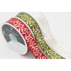 Berisfords Mistletoe Wishes White Gold 25mm x 20M Berisfords Mistletoe Wishes White Gold 25mm x 20M