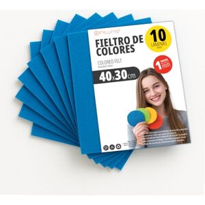 OFITURIA Felt for DIY Crafts, Soft and Flexible Coloured Fabric Sheets for Sewing, Patchwork, School Projects, Textile Art and Decoration 40 x 30 cm (Blue, 10 pcs) OFITURIA Felt for DIY Crafts, Soft and Flexible Coloured Fabric Sheets for Sewing, Patchwork, School Projects, Textile Art and Decoration 40 x 30 cm (Blue, 10 pcs)