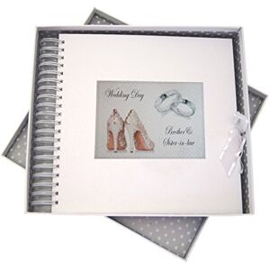 WHITE COTTON CARDS Wedding Day, Brother & Sister in-Law Card & Memory Book, Shoes and Wedding Rings Design, Board, White, 27 x 30 x 4 cm WHITE COTTON CARDS Wedding Day, Brother & Sister in-Law Card & Memory Book, Shoes and Wedding Rings Design, Board, White, 27 x 30 x 4 cm