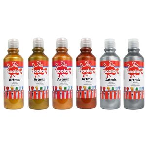 scola Readymix Water Based Tempera Paint, 6 Assorted Metallic Colours, 300ml Bottles, Safe Non-Toxic Poster Paints, Craft Projects, Suitable for 3+ scola Readymix Water Based Tempera Paint, 6 Assorted Metallic Colours, 300ml Bottles, Safe Non-Toxic Poster Paints, Craft Projects, Suitable for 3+