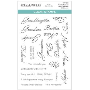 Spellbinders Family Musical Mix Greetings Clear Stamp Set from The Bibi's Musical Notes Collection by Bibi Cameron Spellbinders Family Musical Mix Greetings Clear Stamp Set from The Bibi's Musical Notes Collection by Bibi Cameron
