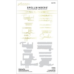 Spellbinders Making Me Smile Sentiments Glimmer Hot Foil Plate & Die Set from The Four Petal Collection, Metal, ONE Spellbinders Making Me Smile Sentiments Glimmer Hot Foil Plate & Die Set from The Four Petal Collection, Metal, ONE