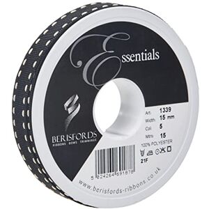 Berisfords 1339-BLIV-15 15 mm Stitch Grosgrain Ribbon, Black/Ivory Berisfords 1339-BLIV-15 15 mm Stitch Grosgrain Ribbon, Black/Ivory