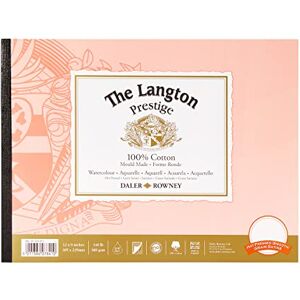 Daler Rowney Daler-Rowney The Langton Prestige Hot-Pressed Watercolour & Gouache 300gsm 12 x 9 in Paper Pad, Glued 1 Side, 12 Natural White Sheets, For Professional Artists & Students Daler Rowney Daler-Rowney The Langton Prestige Hot-Pressed Watercolour & Gouache 300gsm 12 x 9 in Paper Pad, Glued 1 Side, 12 Natural White Sheets, For Professional Artists & Students