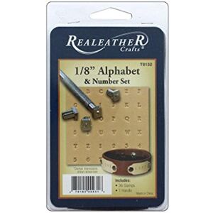 Realeather Crafts Silver Creek Leather Realeather 1/8" Alphabet and Number Stamp Set, Chrome Plated Realeather Crafts Silver Creek Leather Realeather 1/8" Alphabet and Number Stamp Set, Chrome Plated