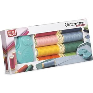 Gütermann creativ Sewing Thread Set with 8 spools Sew-All Thread 100 m in Bright Colours + a Folding Rotary Cutter from PRYM. Gütermann creativ Sewing Thread Set with 8 spools Sew-All Thread 100 m in Bright Colours + a Folding Rotary Cutter from PRYM.