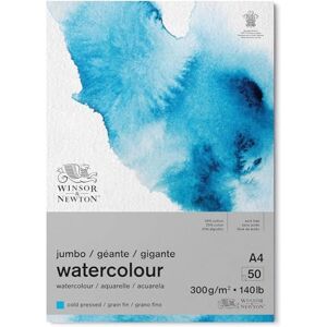 Winsor & Newton 6667010 Classic Watercolour Paper in Jumbo Pad 50 Sheets A4, 300 g/m², Glued, Cold-Pressed, Lightly Textured White Paper in Archival Quality, Resistant to Yellowing Winsor & Newton 6667010 Classic Watercolour Paper in Jumbo Pad 50 Sheets A4, 300 g/m², Glued, Cold-Pressed, Lightly Textured White Paper in Archival Quality, Resistant to Yellowing