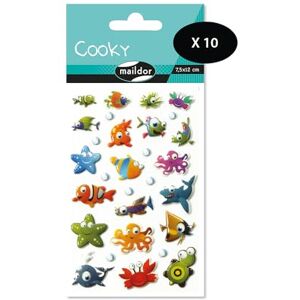 Maildor 560384Cpack GOMMETTES 3D Cooky LOT DE 10 planches 12x8 cm 290 Stickers ANIMAUX DE LA MER Maildor 560384Cpack GOMMETTES 3D Cooky LOT DE 10 planches 12x8 cm 290 Stickers ANIMAUX DE LA MER