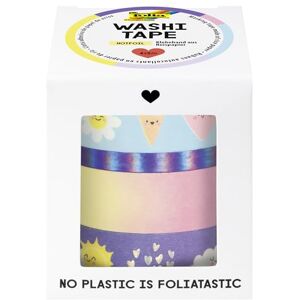 Folia Sunnyside 26453 Washi Tape Made of Rice Paper, Hotfoil in Colourful Weather Motifs, Set of 4 – Ideal for Decorating and Decorating Folia Sunnyside 26453 Washi Tape Made of Rice Paper, Hotfoil in Colourful Weather Motifs, Set of 4 – Ideal for Decorating and Decorating