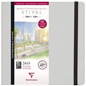 Clairefontaine Ref 975447C Etival Cold Pressed Sewn Watercolour Painting & Drawing Book (24 Sheets of Paper) 21 x 21cm 300gsm Cellulose Art Paper, Black Clairefontaine Ref 975447C Etival Cold Pressed Sewn Watercolour Painting & Drawing Book (24 Sheets of Paper) 21 x 21cm 300gsm Cellulose Art Paper, Black