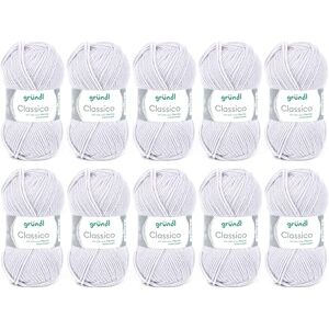 Gründl Classico Wolle (Oeko-TEX® Certified Knitting/Crochet Yarn Made of 50% Pure New Wool (Merino Superwash) & 50% polyacrylic, 50 g/120 m, Needle Size: 3.5-4.5, 10 Balls á 50 g), Light Grey Gründl Classico Wolle (Oeko-TEX® Certified Knitting/Crochet Yarn Made of 50% Pure New Wool (Merino Superwash) & 50% polyacrylic, 50 g/120 m, Needle Size: 3.5-4.5, 10 Balls á 50 g), Light Grey