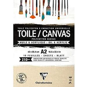 Clairefontaine Ref 975212C Ready to Paint Grained Canvas Pad (10 Sheets) A2 Sized, 210gsm Paper, Acid Free, pH Neutral Sandy Suitable for Oil & Acrylic Paint Clairefontaine Ref 975212C Ready to Paint Grained Canvas Pad (10 Sheets) A2 Sized, 210gsm Paper, Acid Free, pH Neutral Sandy Suitable for Oil & Acrylic Paint