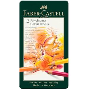 Faber Art & Graphic Polychromos Colour Pencil, Multicoloured, Tin Of 12, For Art, Craft, Drawing, Sketching, Home, School, University, Colouring Faber Art & Graphic Polychromos Colour Pencil, Multicoloured, Tin Of 12, For Art, Craft, Drawing, Sketching, Home, School, University, Colouring