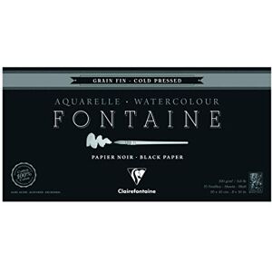 Clairefontaine Ref 975304C Fontaine Cold Pressed Black Watercolour Pad (15 Sheets) 20 x 40cm Size, 300gsm Paper Suitable for Watercolour Artwork Clairefontaine Ref 975304C Fontaine Cold Pressed Black Watercolour Pad (15 Sheets) 20 x 40cm Size, 300gsm Paper Suitable for Watercolour Artwork