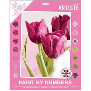DOCRAFTS ARTISTE Large Paint by Numbers, Tulips, Summer Craft, 395x295mm Board 14 Acrylic Colour Paint 3 Size Brush Set, Adults Craft, Hobbies Craft, Number Coded Design, Personalised Art DOCRAFTS ARTISTE Large Paint by Numbers, Tulips, Summer Craft, 395x295mm Board 14 Acrylic Colour Paint 3 Size Brush Set, Adults Craft, Hobbies Craft, Number Coded Design, Personalised Art