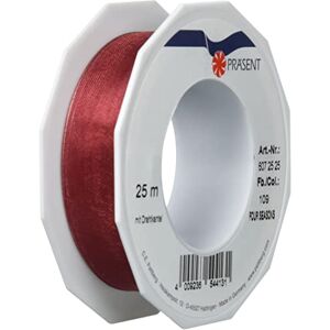 PRÄSENT Four Seasons Organza wired edge Ribbon Ruby Red 25 mm width, 25 m length PRÄSENT Four Seasons Organza wired edge Ribbon Ruby Red 25 mm width, 25 m length