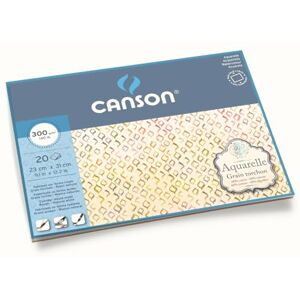 Canson Aquarelle Watercolour Rough 300gsm Paper, Block Glued 4 Sides, 23x31cm Natural White 20 Sheets, For Professional Artists Canson Aquarelle Watercolour Rough 300gsm Paper, Block Glued 4 Sides, 23x31cm Natural White 20 Sheets, For Professional Artists