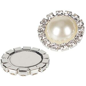 ALEXCRAFT Wholesale 20 PCS Retro Vintage Round Crystal Ivory Faux Pearl Rhinestone Buttons Bulk,18MM (Flatback) ALEXCRAFT Wholesale 20 PCS Retro Vintage Round Crystal Ivory Faux Pearl Rhinestone Buttons Bulk,18MM (Flatback)