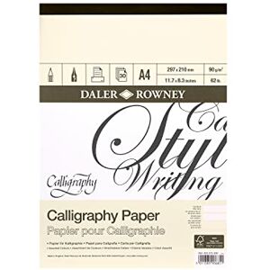 Daler Rowney Daler-Rowney Calligraphy Drawing 90gsm Parchment Texture A4 Paper Pad, Glued 1 Side with 30 Sheets, 3 Assorted Colours, Ideal for Professional Artists & Students Daler Rowney Daler-Rowney Calligraphy Drawing 90gsm Parchment Texture A4 Paper Pad, Glued 1 Side with 30 Sheets, 3 Assorted Colours, Ideal for Professional Artists & Students