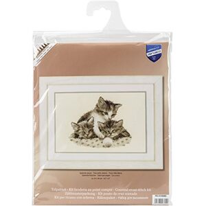 Vervaco Counted Cross Stitch Kit: Three Little Kittens, Multi-Colour Vervaco Counted Cross Stitch Kit: Three Little Kittens, Multi-Colour