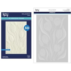 Spellbinders Twirling 3D Embossing Folder and Stencil Bundle from The Tulip Garden Collection by Simon Hurley, White, ONE Spellbinders Twirling 3D Embossing Folder and Stencil Bundle from The Tulip Garden Collection by Simon Hurley, White, ONE