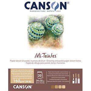 Canson Mi-Teintes Coloured Drawing 160gsm 24x32cm Paper Pack, Double Sided: Honeycomb & Fine Grain, Pad Glued Short Side, 4 Brown Tones, 20 Sheets, For Professional Artists & Illustrators Canson Mi-Teintes Coloured Drawing 160gsm 24x32cm Paper Pack, Double Sided: Honeycomb & Fine Grain, Pad Glued Short Side, 4 Brown Tones, 20 Sheets, For Professional Artists & Illustrators