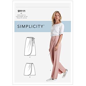 SIMPLICITY Sewing Pattern S9111 Misses' Faux Wrap Pants, Skirt & Shorts, Various, H5 (6-8-10-12-14) SIMPLICITY Sewing Pattern S9111 Misses' Faux Wrap Pants, Skirt & Shorts, Various, H5 (6-8-10-12-14)