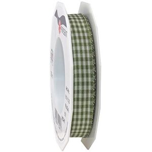 PRÄSENT Vichy Wired Ribbon Olive-Cream 15 mm Width, 20 m Length PRÄSENT Vichy Wired Ribbon Olive-Cream 15 mm Width, 20 m Length