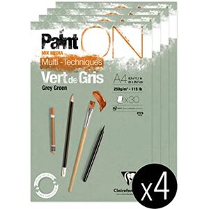 Clairefontaine 975705C A glued pad of Paint'On drawing paper 30 sheets 21x29.7 cm 250g, Verdigris Pack of 4 pads Clairefontaine 975705C A glued pad of Paint'On drawing paper 30 sheets 21x29.7 cm 250g, Verdigris Pack of 4 pads