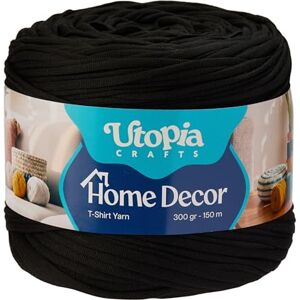 Utopia Crafts T-Shirt Yarn for Crocheting and Knitting Home Decor 300g/150m Elastic Microfibre Fabric Yarn Oeko-Tex Certified Washable Crochet Baskets Bags Rugs & Macramé 5-7mm Hook (Deep Black) Utopia Crafts T-Shirt Yarn for Crocheting and Knitting Home Decor 300g/150m Elastic Microfibre Fabric Yarn Oeko-Tex Certified Washable Crochet Baskets Bags Rugs & Macramé 5-7mm Hook (Deep Black)