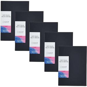 Blue Acorn 5 x A5 Portrait Softback Sketchbook 20 Sheets 150gsm Multipurpose Paper Black Cover Perfect for Light Washes of Paint, Pencils & Sketching Blue Acorn 5 x A5 Portrait Softback Sketchbook 20 Sheets 150gsm Multipurpose Paper Black Cover Perfect for Light Washes of Paint, Pencils & Sketching