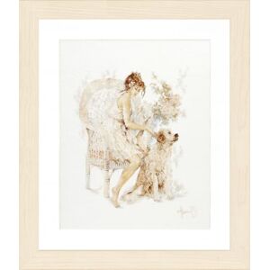 Lanarte Counted Cross Stitch Kit: Girl in Chair with Dog (Linen), Cotton, NA, 39 x 49cm Lanarte Counted Cross Stitch Kit: Girl in Chair with Dog (Linen), Cotton, NA, 39 x 49cm