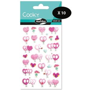 My Mandarine Maildor CY105Cpack Cooky 3D Stickers LOT of 10 Sheets 12 cm x 8 cm 290 Stickers Hearts Theme Children's Arts and Crafts Accessories Creative My Mandarine Maildor CY105Cpack Cooky 3D Stickers LOT of 10 Sheets 12 cm x 8 cm 290 Stickers Hearts Theme Children's Arts and Crafts Accessories Creative