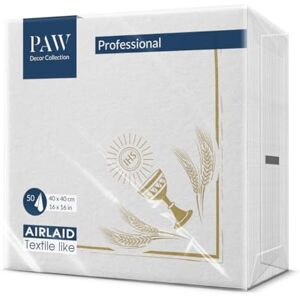Paw Gold Fabric-Like Napkins - 40x40cm, Pack of 50 - First Communion Paw Gold Fabric-Like Napkins - 40x40cm, Pack of 50 - First Communion