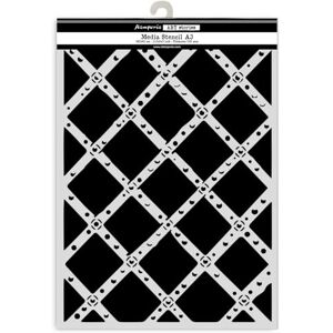 Stamperia Thick Stencil for Scrapbooks, Albums, Cards, Bullet Journals, and More, Flexible Material, Easy to Clean, Perfect for Crafts and Gifting (Gardens of Time, Diamond Grid Pattern) (A3) Stamperia Thick Stencil for Scrapbooks, Albums, Cards, Bullet Journals, and More, Flexible Material, Easy to Clean, Perfect for Crafts and Gifting (Gardens of Time, Diamond Grid Pattern) (A3)