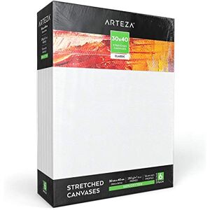 ARTEZA 30x40cm Stretched Canvas, 6 pc, 100% Cotton and Primed with Acid-Free Titanium Acrylic Gesso, for Professional Artists & Hobby Painters, Acrylic Pouring, Oil and Watercolour Painting, White ARTEZA 30x40cm Stretched Canvas, 6 pc, 100% Cotton and Primed with Acid-Free Titanium Acrylic Gesso, for Professional Artists & Hobby Painters, Acrylic Pouring, Oil and Watercolour Painting, White