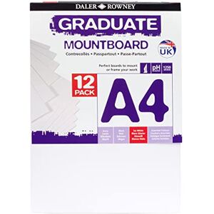 Daler Rowney Daler-Rowney Graduate A4 Thick Cream Core Mountboard with Smooth Surface Pack, 12 Ice White Boards, For Presentations, Displays & Students, For Students Daler Rowney Daler-Rowney Graduate A4 Thick Cream Core Mountboard with Smooth Surface Pack, 12 Ice White Boards, For Presentations, Displays & Students, For Students