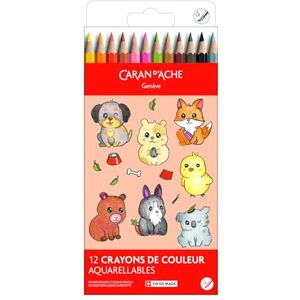 Caran d'Ache Kawaii Swisscolor Water-Soluble Colour Pencils Cardboard Box with 12 Assorted Colours Cute Animals, Kids Drawing, Colouring, Art Pencil, School, Stationery Supplies, Expressing Creativity Caran d'Ache Kawaii Swisscolor Water-Soluble Colour Pencils Cardboard Box with 12 Assorted Colours Cute Animals, Kids Drawing, Colouring, Art Pencil, School, Stationery Supplies, Expressing Creativity
