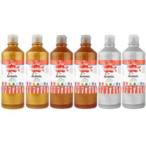 scola Readymix Water Based Tempera Paint, 6 Assorted Metallic Colours, 600ml Bottles, Safe Non-Toxic Poster Paints, Craft Projects, Suitable for 3+ scola Readymix Water Based Tempera Paint, 6 Assorted Metallic Colours, 600ml Bottles, Safe Non-Toxic Poster Paints, Craft Projects, Suitable for 3+