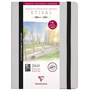 Clairefontaine Ref 975446C Etival Cold Pressed Sewn Watercolour Painting & Drawing Book (24 Sheets of Paper) 21 x 16cm 300gsm Cellulose Art Paper Clairefontaine Ref 975446C Etival Cold Pressed Sewn Watercolour Painting & Drawing Book (24 Sheets of Paper) 21 x 16cm 300gsm Cellulose Art Paper