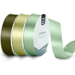 Creative Labs Satin Ribbon Set 3 Colours of 32.8 ft x 1" Green Thin Ribbon for Gift Wrapping and Crafting, 10mx25mm Creative Labs Satin Ribbon Set 3 Colours of 32.8 ft x 1" Green Thin Ribbon for Gift Wrapping and Crafting, 10mx25mm