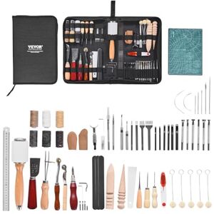 VEVOR Leather Working Tools Kit, 59 PCS Leather Craft Tools with Portable Canvas Storage Bag, Engraving Punching Sewing Stamping Sanding Tools, Ideal for Beginners DIY Enthusiasts and Professionals VEVOR Leather Working Tools Kit, 59 PCS Leather Craft Tools with Portable Canvas Storage Bag, Engraving Punching Sewing Stamping Sanding Tools, Ideal for Beginners DIY Enthusiasts and Professionals