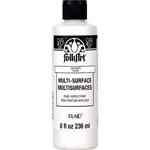 FolkArt Plaid PE Folk Art Multi-Surface Pearl Acrylic Paint, White, 8 oz. 4691 FolkArt Plaid PE Folk Art Multi-Surface Pearl Acrylic Paint, White, 8 oz. 4691