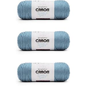 Caron Simply Soft Light Country Blue Yarn 3 Pack of 170g/6oz Acrylic 4 Medium (Worsted) 315 Yards Knitting/Crochet Caron Simply Soft Light Country Blue Yarn 3 Pack of 170g/6oz Acrylic 4 Medium (Worsted) 315 Yards Knitting/Crochet