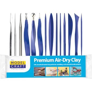 Modelcraft 15pc Sculpting Tool and Clay Modelling Set, 14 Tools with 26 Profiles, Includes 300g Air-Dry Clay, for Dioramas and Miniatures Modelcraft 15pc Sculpting Tool and Clay Modelling Set, 14 Tools with 26 Profiles, Includes 300g Air-Dry Clay, for Dioramas and Miniatures