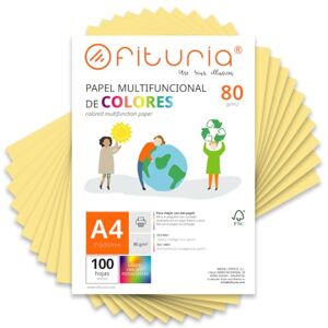OFITURIA Coloured Sheets, Pack 100 Sheets A4 80 g – Coloured Paper for Crafts, Printer, Scrapbooking – Folios Colours – Ideal Origami, Papiroflexia, Office and School (Cream, 100h) OFITURIA Coloured Sheets, Pack 100 Sheets A4 80 g – Coloured Paper for Crafts, Printer, Scrapbooking – Folios Colours – Ideal Origami, Papiroflexia, Office and School (Cream, 100h)