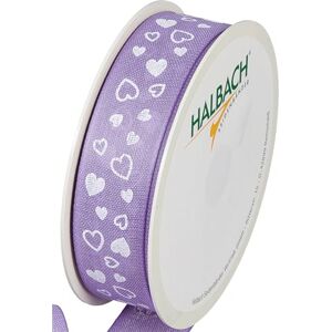 Halbach Seidenbänder Gift Ribbon Hearts Width 25 mm Length 18 m Print Ribbon with Heart Motif Perfect Ribbon for Wedding or Valentine's Day Colour: Lavender/White Halbach Seidenbänder Gift Ribbon Hearts Width 25 mm Length 18 m Print Ribbon with Heart Motif Perfect Ribbon for Wedding or Valentine's Day Colour: Lavender/White