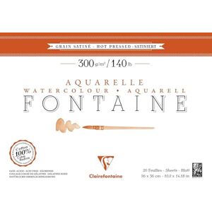 Clairefontaine Ref 96345C Fontaine Hot Pressed Watercolour Glued Pad (20 Sheets) 26 x 36cm Size, 300gsm Paper Suitable for Watercolour Artwork Clairefontaine Ref 96345C Fontaine Hot Pressed Watercolour Glued Pad (20 Sheets) 26 x 36cm Size, 300gsm Paper Suitable for Watercolour Artwork