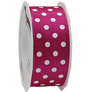 PRÄSENT Polka Dots Wired & Printed Ribbon Magenta-White 40 mm Width, 20 m Length PRÄSENT Polka Dots Wired & Printed Ribbon Magenta-White 40 mm Width, 20 m Length